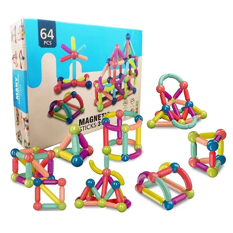 Palos Magnéticos Juego de Construcción para Niños (64 Piezas)